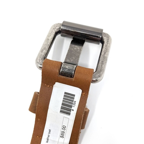 Civil Society Belt Mens 32 Brown Leather Western Large Silver Buckle - Picture 5 of 9